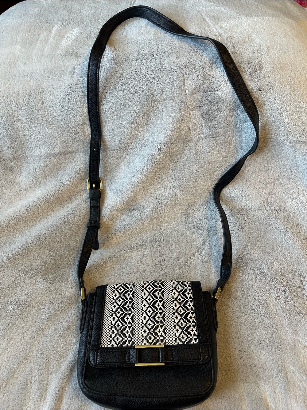 Black Crossbody Bag with Monochrome Pattern